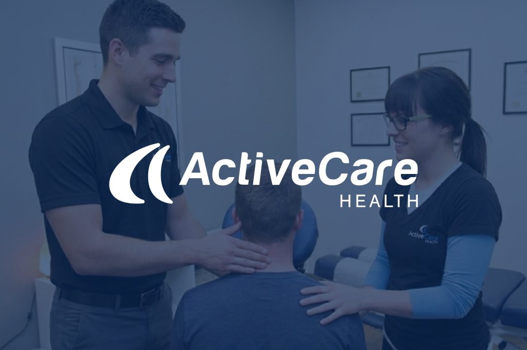 Active Care Health logo over a chiropractor and massage therapist treating a patient